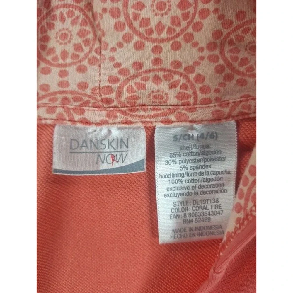 Danskin Now Women S Coral Pink Zip Up Hoodie Drawstring Waist Cinch Parka Sweat